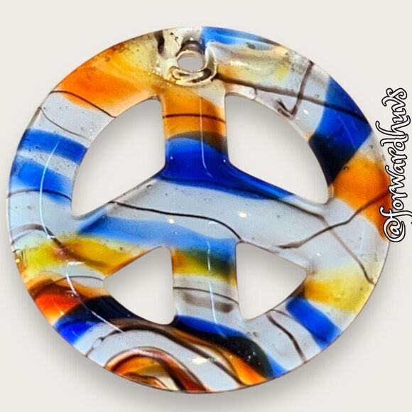 Bundle Sale 3 for $15 | Vibrant Colorful Glass Peace Pendant - Picture 8 of 10